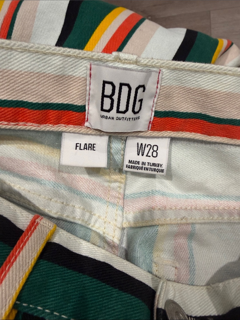 BDG Colorful Striped jeans Hippie Festival Flare Leg W28 - Picture 2 of 6